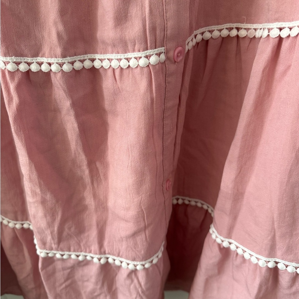 Pink Maxi Dress with Lace Trim - Picture 5 of 9